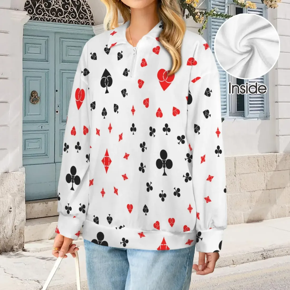 Custom Women's Quarter Zip Pullover Sweatshirt — photo 2