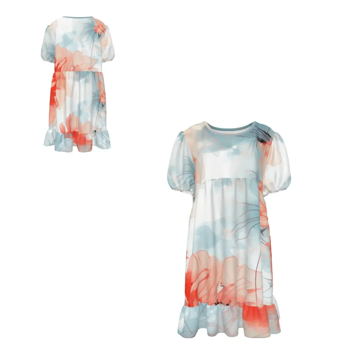 Women's Puff Sleeve Ruffle Dress — photo 6