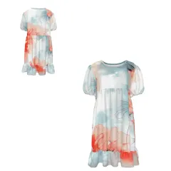 Women's Puff Sleeve Ruffle Dress thumbnail 6