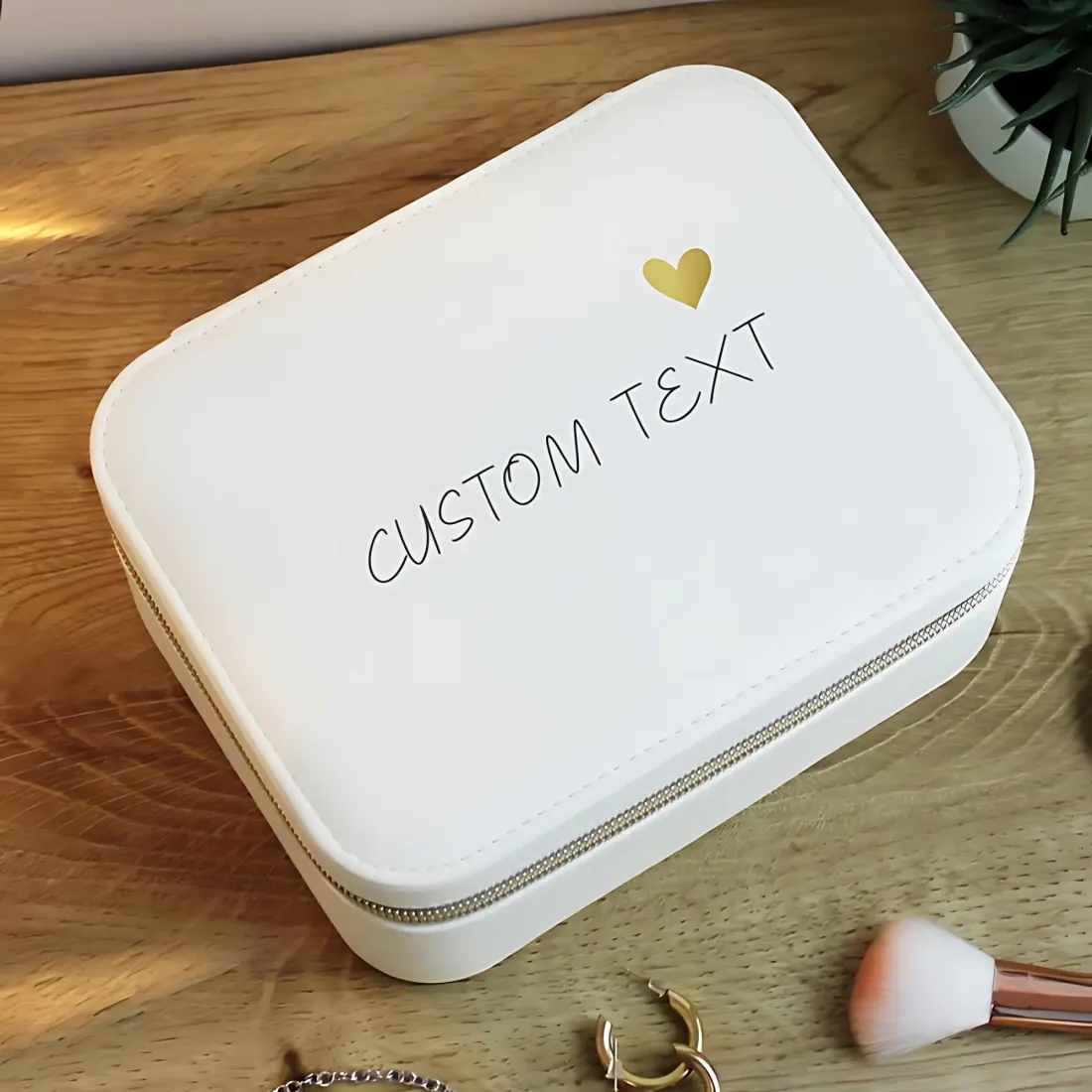Personalised  Leatherette Travel  Jewellery Box, Custom Name Engraved Portable Jewellery Storage Gift — photo 2