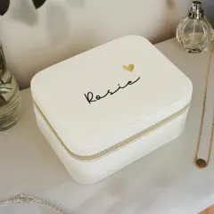 Personalised  Leatherette Travel  Jewellery Box, Custom Name Engraved Portable Jewellery Storage Gift thumbnail 4