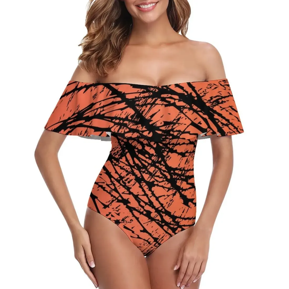Women's Off-Shoulder Ruffle One-Piece Swimsuit — photo 2