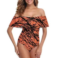 Women's Off-Shoulder Ruffle One-Piece Swimsuit thumbnail 2