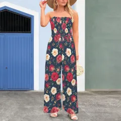 Women's Strapless Smocked Wide-Leg Jumpsuit thumbnail 1