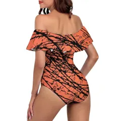 Women's Off-Shoulder Ruffle One-Piece Swimsuit thumbnail 3