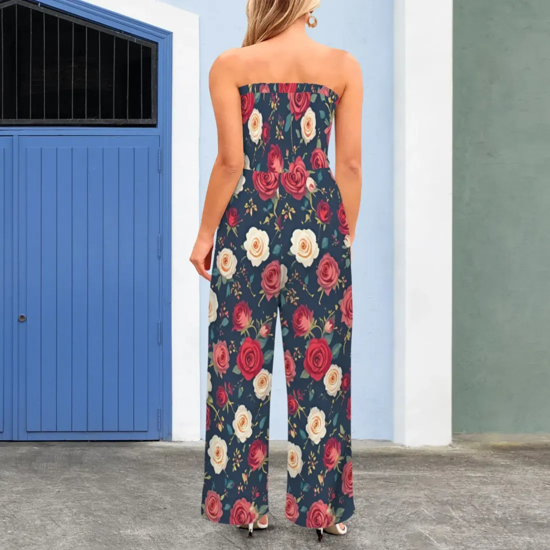 Women's Strapless Smocked Wide-Leg Jumpsuit — photo 2