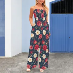 Women's Strapless Smocked Wide-Leg Jumpsuit thumbnail 3