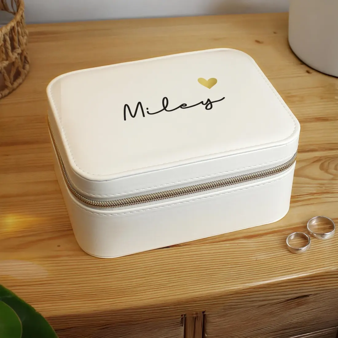 Personalised  Leatherette Travel  Jewellery Box, Custom Name Engraved Portable Jewellery Storage Gift — photo 6