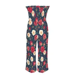 Women's Strapless Smocked Wide-Leg Jumpsuit thumbnail 4
