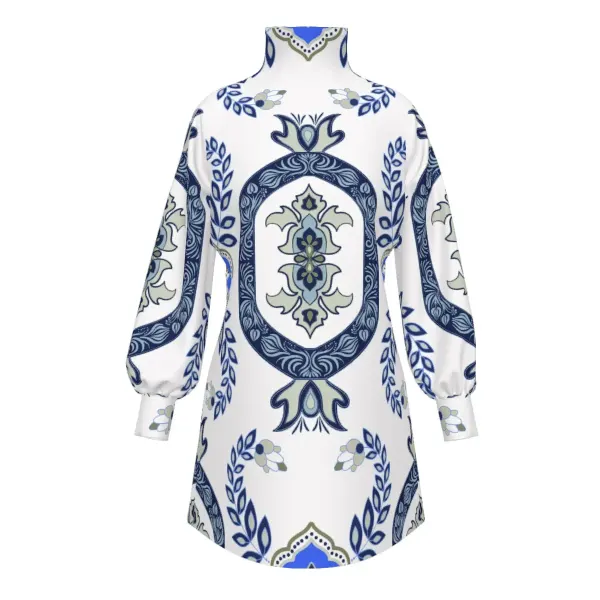 Turtleneck Lantern Sleeve Dress