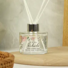 Personalised Floral Watercolour Reed Diffuser, Custom Name Wedding Scent, Anniversary Home Fragrance Gift thumbnail 1