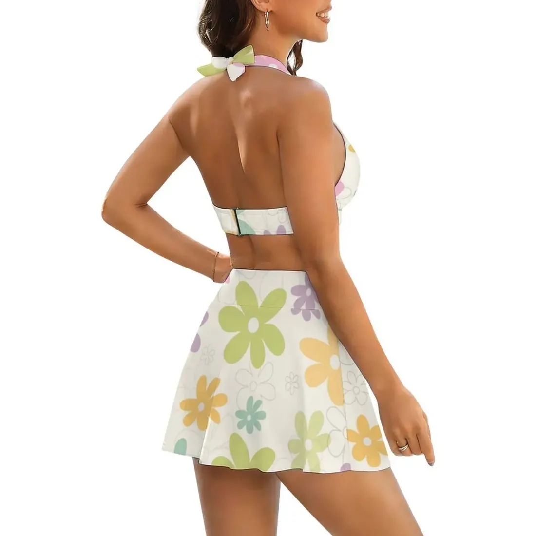 Strappy Two-Piece Slit Skirt Swimsuit Set — photo 3