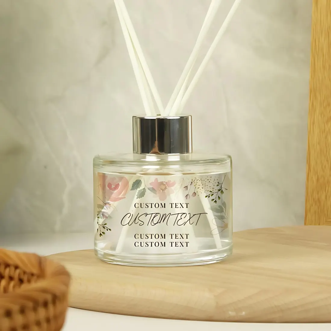 Personalised Floral Watercolour Reed Diffuser, Custom Name Wedding Scent, Anniversary Home Fragrance Gift — photo 2