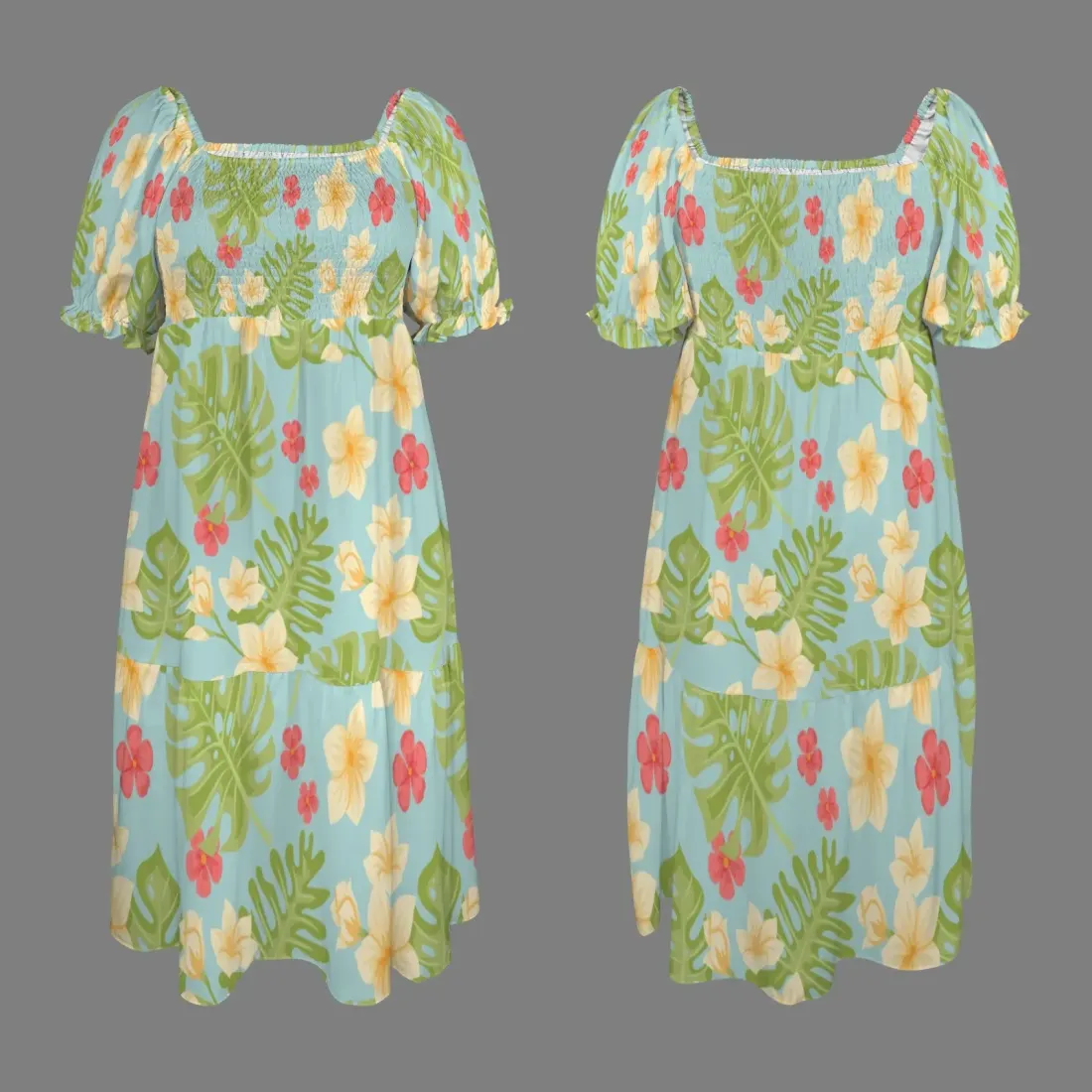 Women's Puff Sleeve Square Neck A Line Dress — photo 4