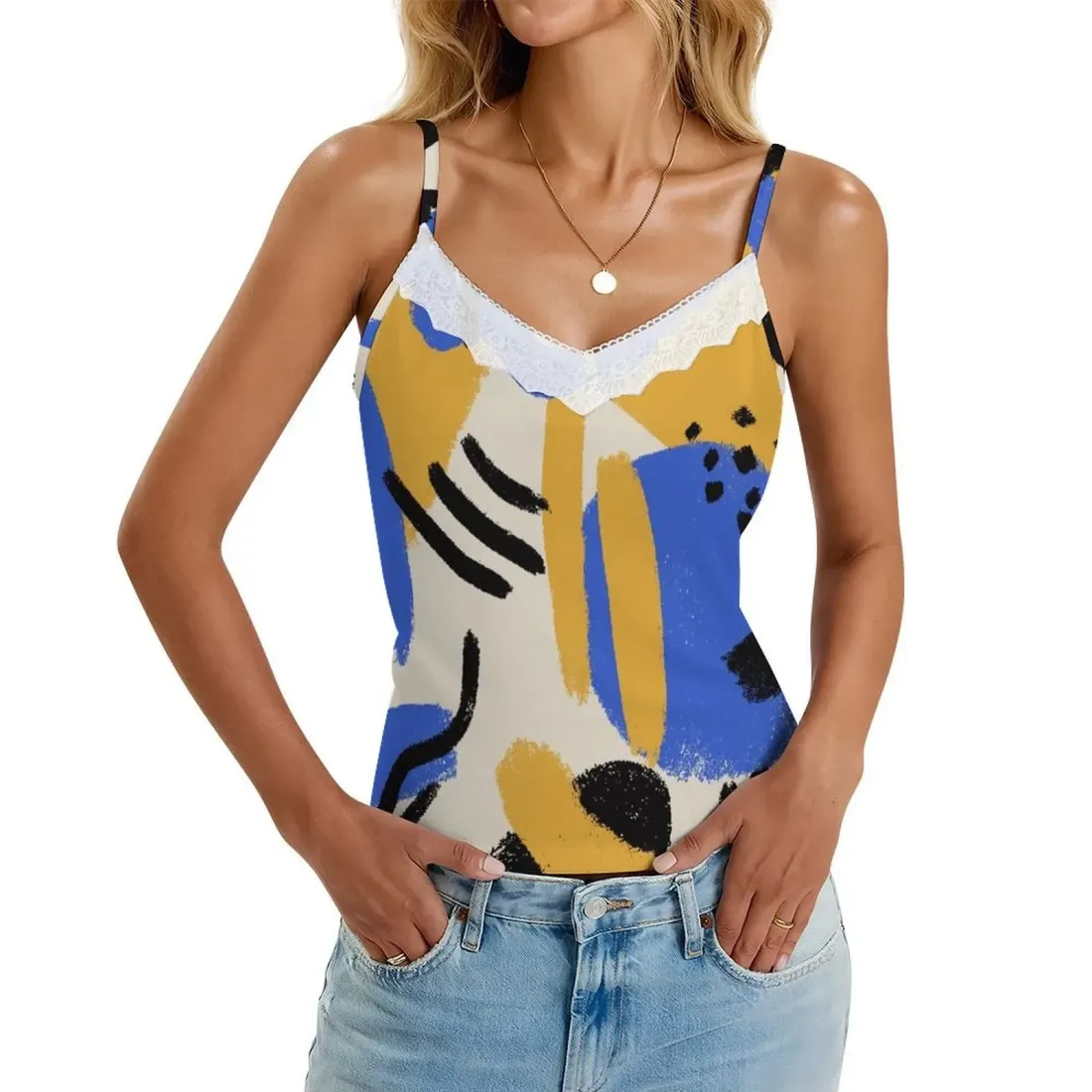 Women's V-Neck Lace Trim Camisole — photo 2