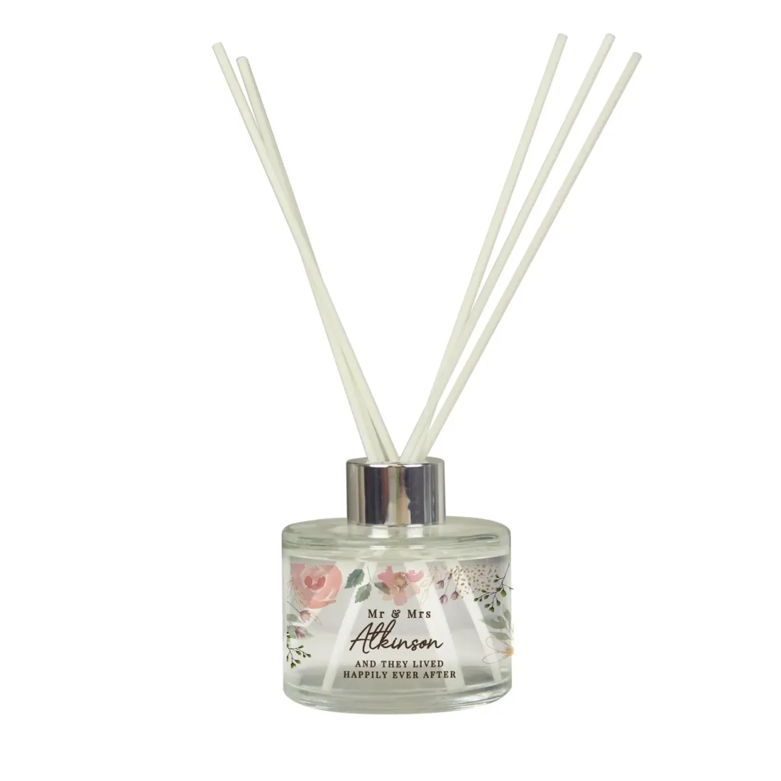 Personalised Floral Watercolour Reed Diffuser, Custom Name Wedding Scent, Anniversary Home Fragrance Gift — photo 6