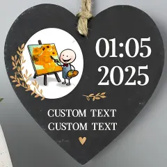 Personalised Photo Slate Heart Decoration, Custom Text Keepsake, Wedding Anniversary Gift thumbnail 2