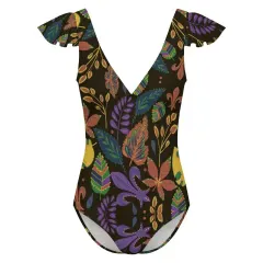 Women's V-neck Ruffle Sleeve One Piece Swimsuit thumbnail 5