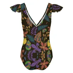 Women's V-neck Ruffle Sleeve One Piece Swimsuit thumbnail 6