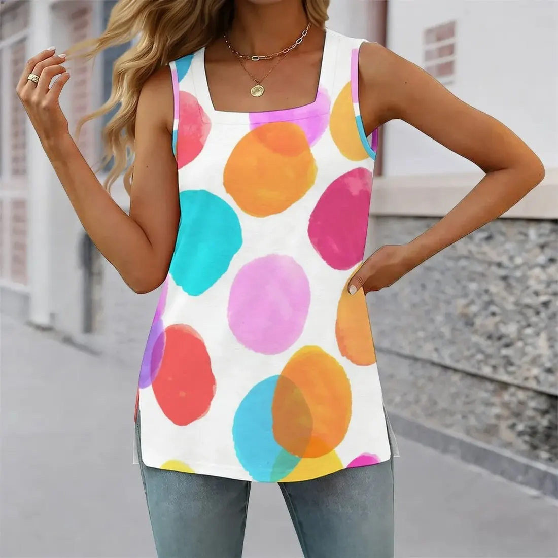Women's Square Neck Sleeveless Top