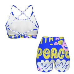 Cross Back String Sports Bra&High Waist Shorts Active Sets thumbnail 5