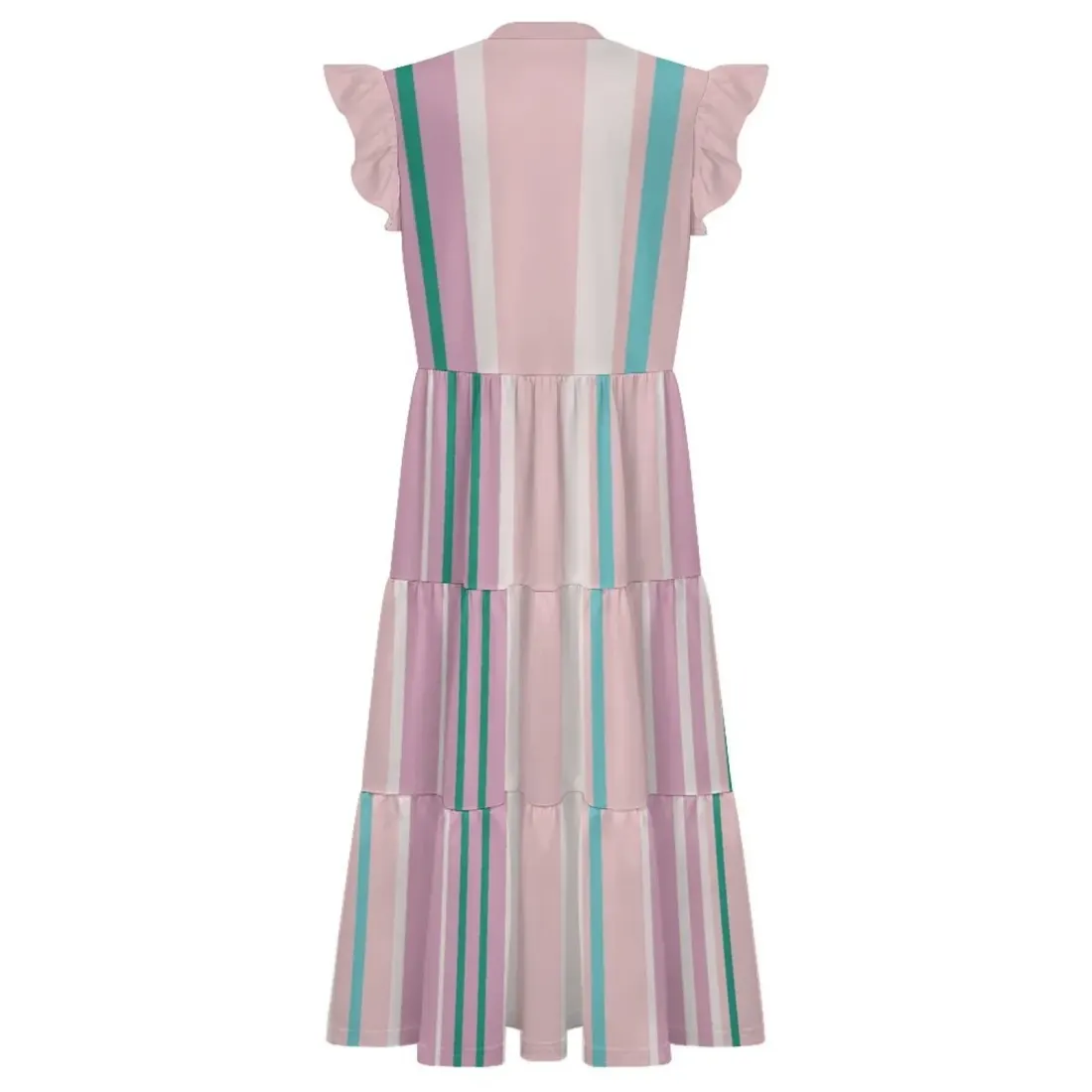Women's Ruffle Sleeve Tiered Midi Dress — photo 4