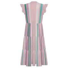 Women's Ruffle Sleeve Tiered Midi Dress thumbnail 4