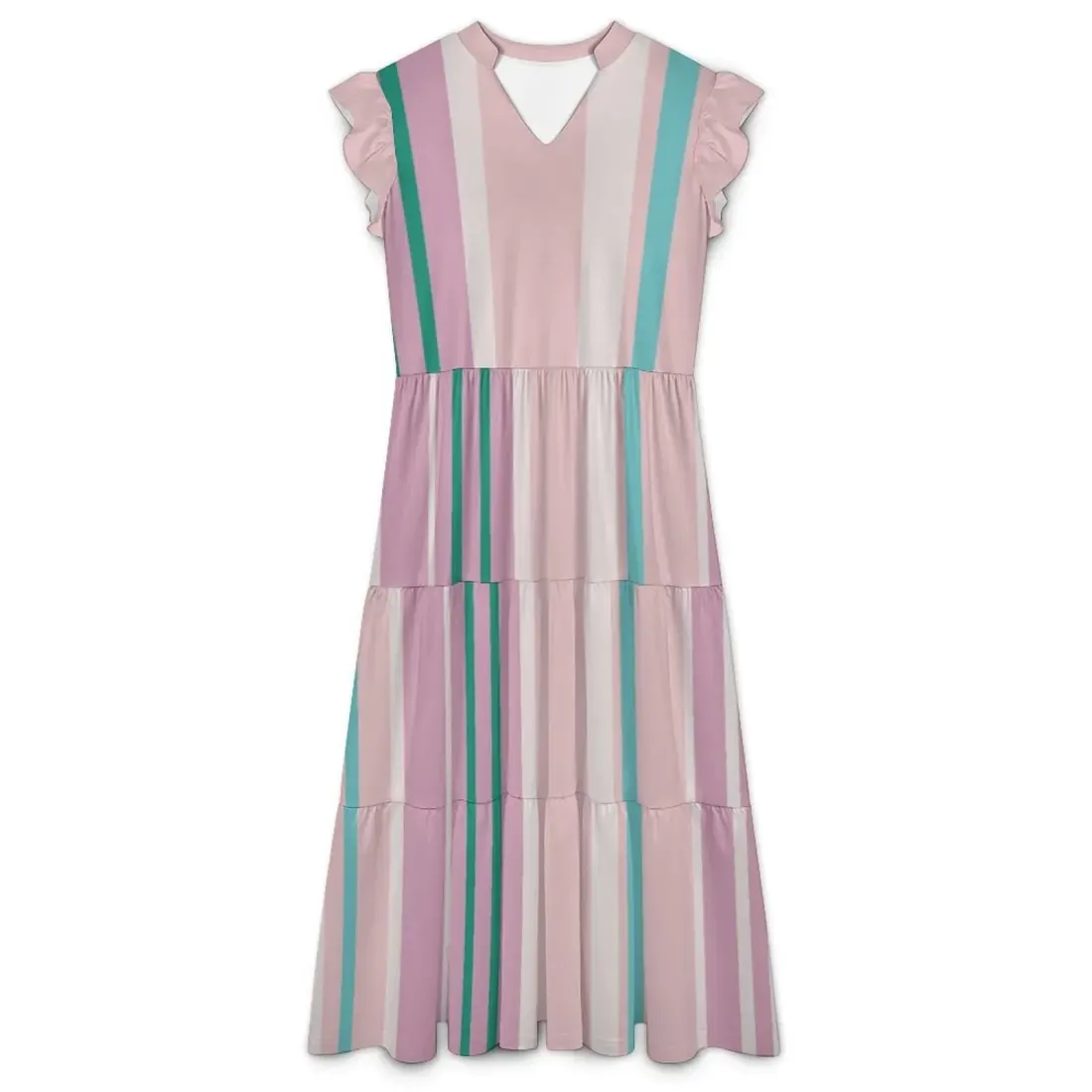 Women's Ruffle Sleeve Tiered Midi Dress — photo 5