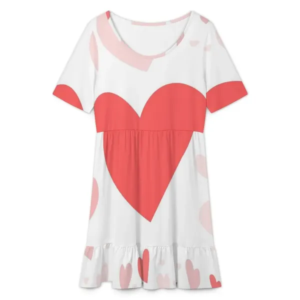 Short Sleeve Ruffle Hem Dress