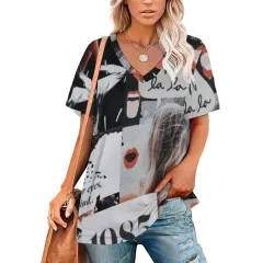 Women's Short-Sleeve V-Neck T-Shirt thumbnail 1