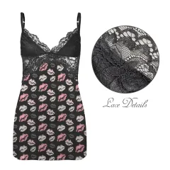 Lace Low Cut Backless Cami Pajama Dress (Model D72) thumbnail 4