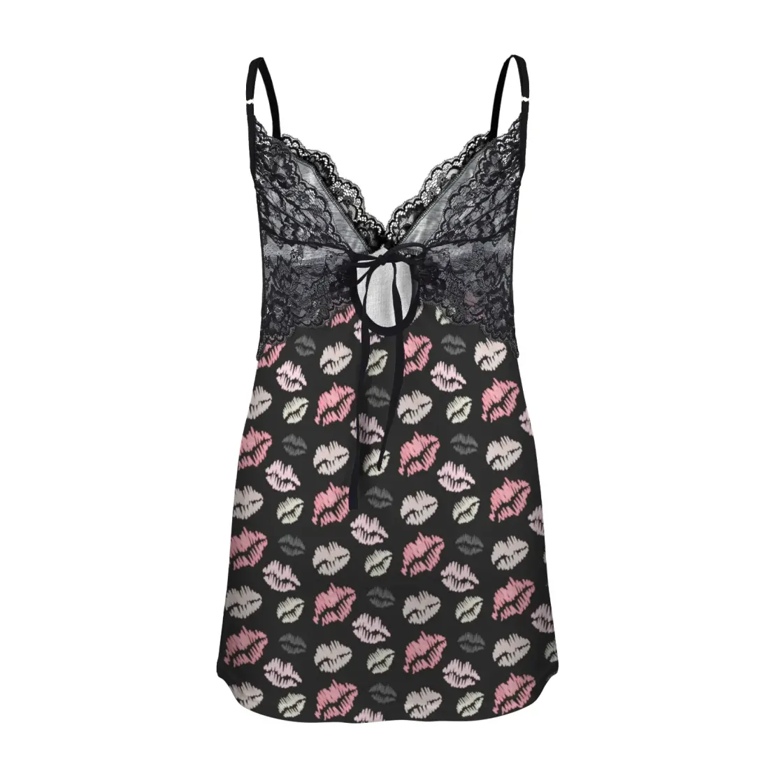 Lace Low Cut Backless Cami Pajama Dress (Model D72) — photo 5