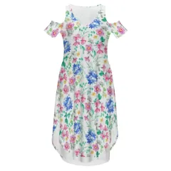 Cold Shoulder Long Split Dress with Pocket thumbnail 1