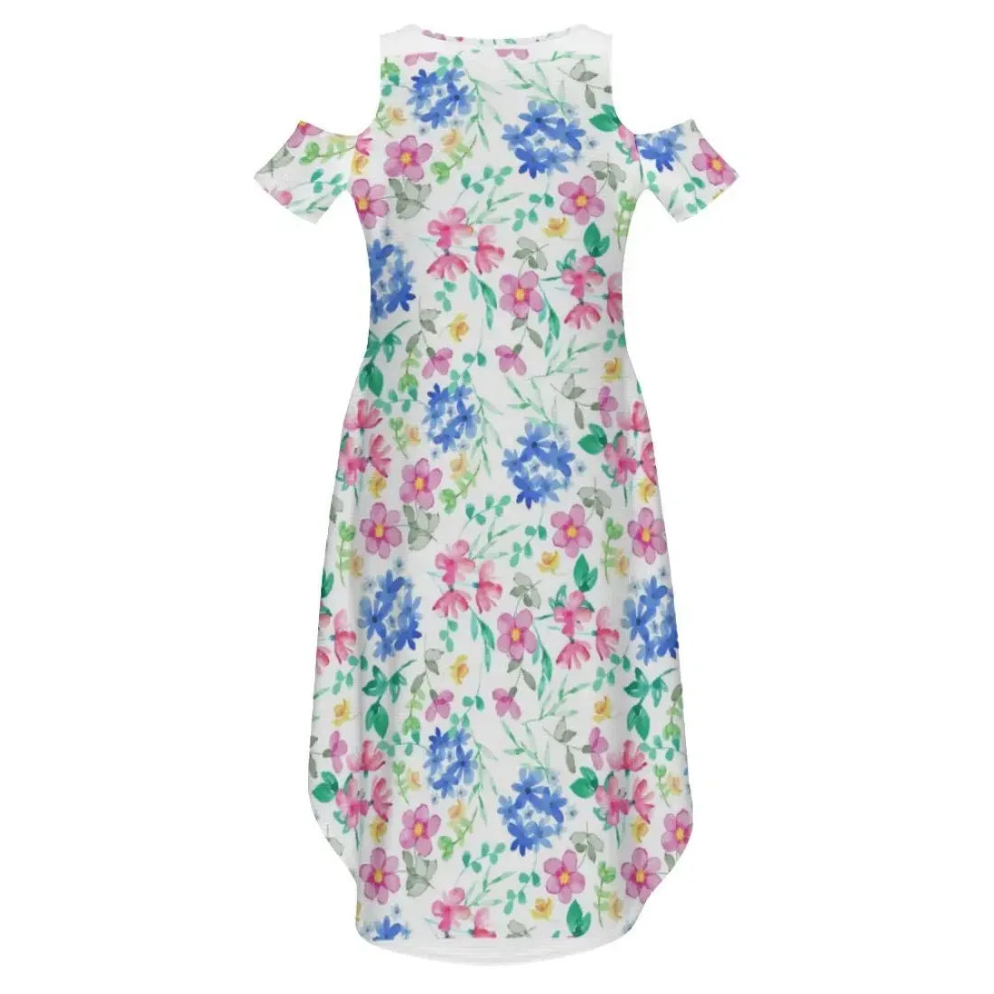 Cold Shoulder Long Split Dress with Pocket — photo 2