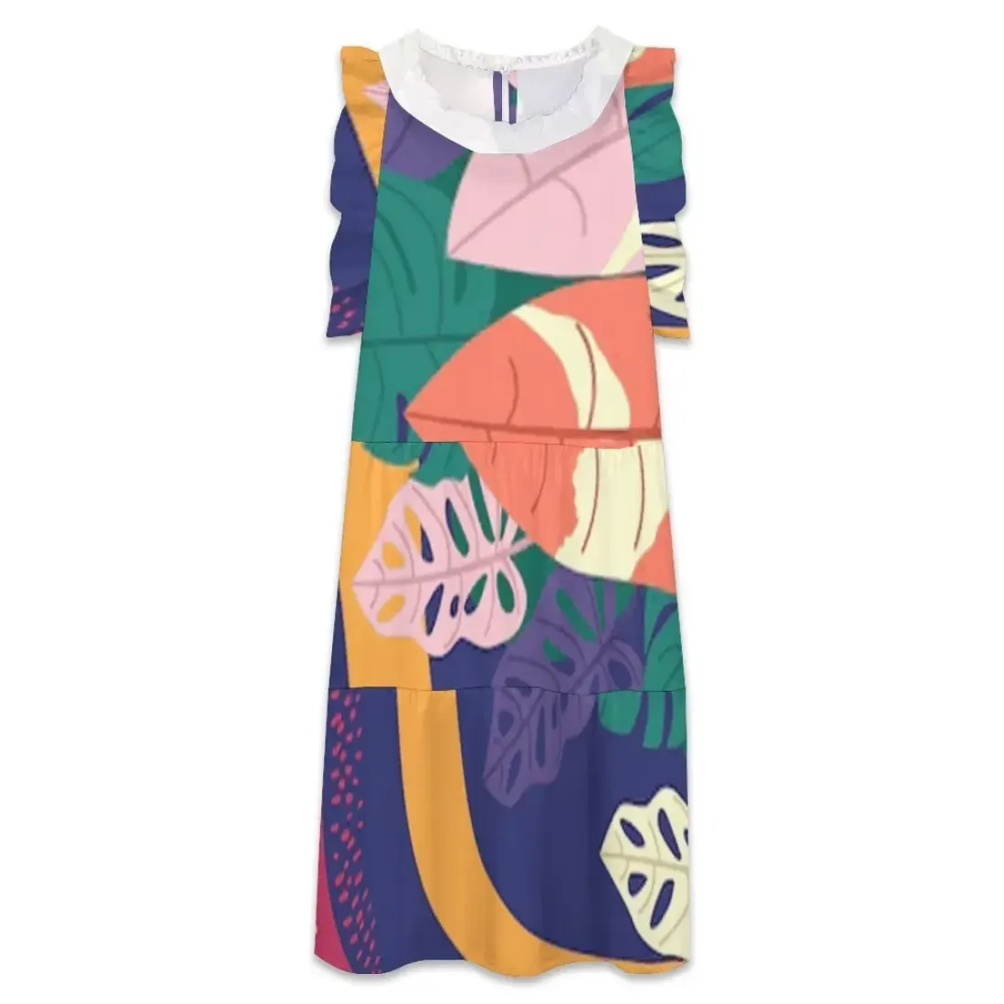 Custom Round Collar High Waisted Dress