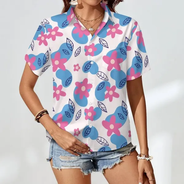 Women Short Sleeve Shirt With Chest Pocket