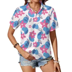 Women Short Sleeve Shirt With Chest Pocket thumbnail 2