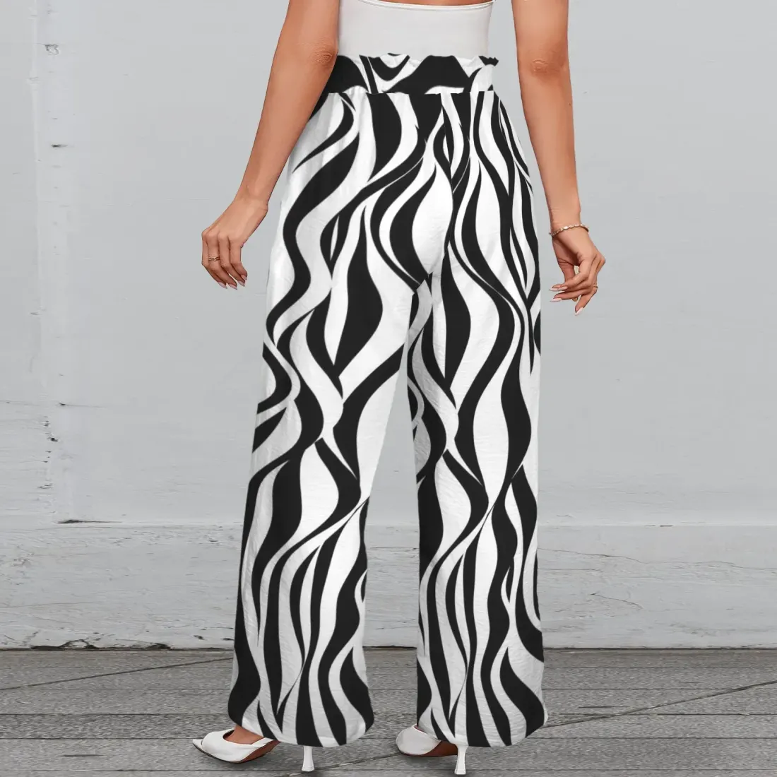 All Over Print Wide Leg Pants with Belt — photo 3