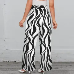 All Over Print Wide Leg Pants with Belt thumbnail 3