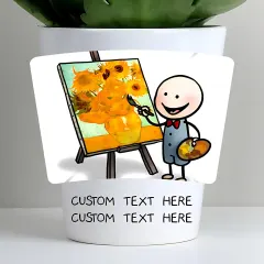 Childrens Drawing Photo Upload Plant Pot, Custom Kids Artwork Gift for Dad or Grandparents thumbnail 2