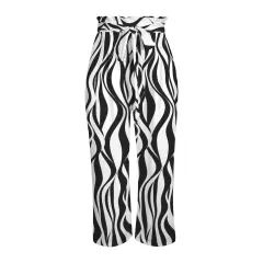 All Over Print Wide Leg Pants with Belt thumbnail 4