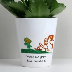 Childrens Drawing Photo Upload Plant Pot, Custom Kids Artwork Gift for Dad or Grandparents thumbnail 3