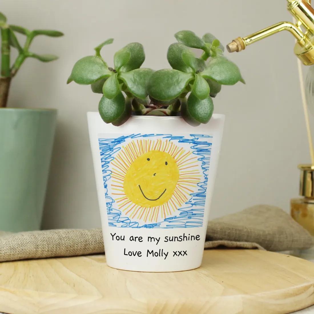 Childrens Drawing Photo Upload Plant Pot, Custom Kids Artwork Gift for Dad or Grandparents — photo 4