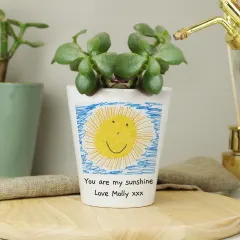 Childrens Drawing Photo Upload Plant Pot, Custom Kids Artwork Gift for Dad or Grandparents thumbnail 4