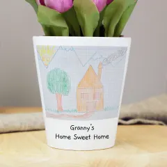 Childrens Drawing Photo Upload Plant Pot, Custom Kids Artwork Gift for Dad or Grandparents thumbnail 5