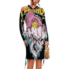Off-Shoulder Hooded Dress thumbnail 1