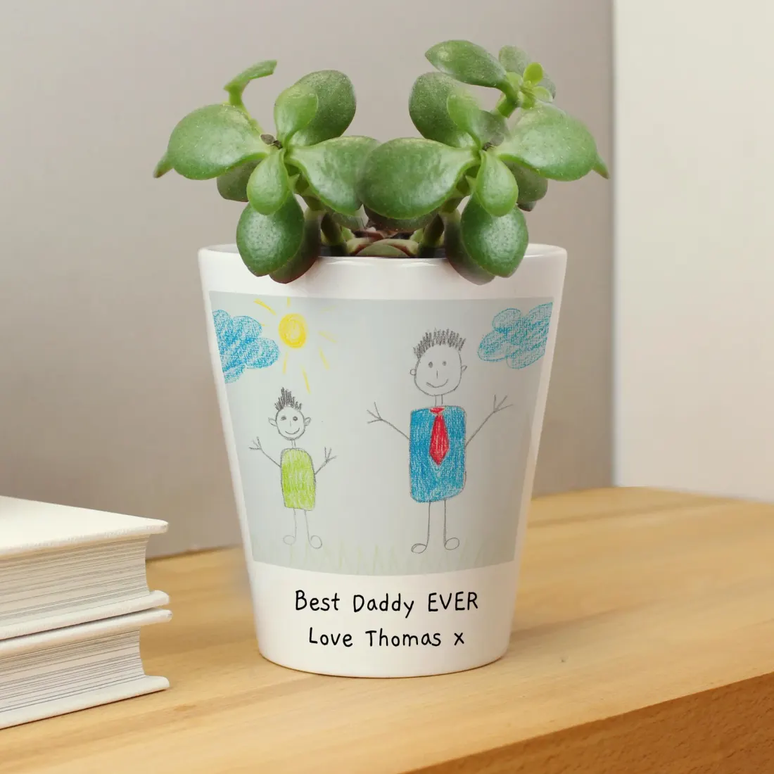 Childrens Drawing Photo Upload Plant Pot, Custom Kids Artwork Gift for Dad or Grandparents — photo 6