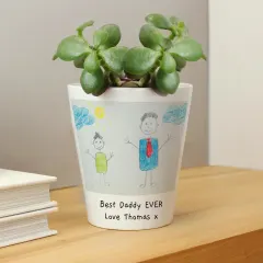 Childrens Drawing Photo Upload Plant Pot, Custom Kids Artwork Gift for Dad or Grandparents thumbnail 6