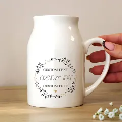 Personalised Black and Gold Wreath Jug Vase, Custom Mr and Mrs Wedding Flower Pitcher thumbnail 3