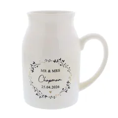 Personalised Black and Gold Wreath Jug Vase, Custom Mr and Mrs Wedding Flower Pitcher thumbnail 5